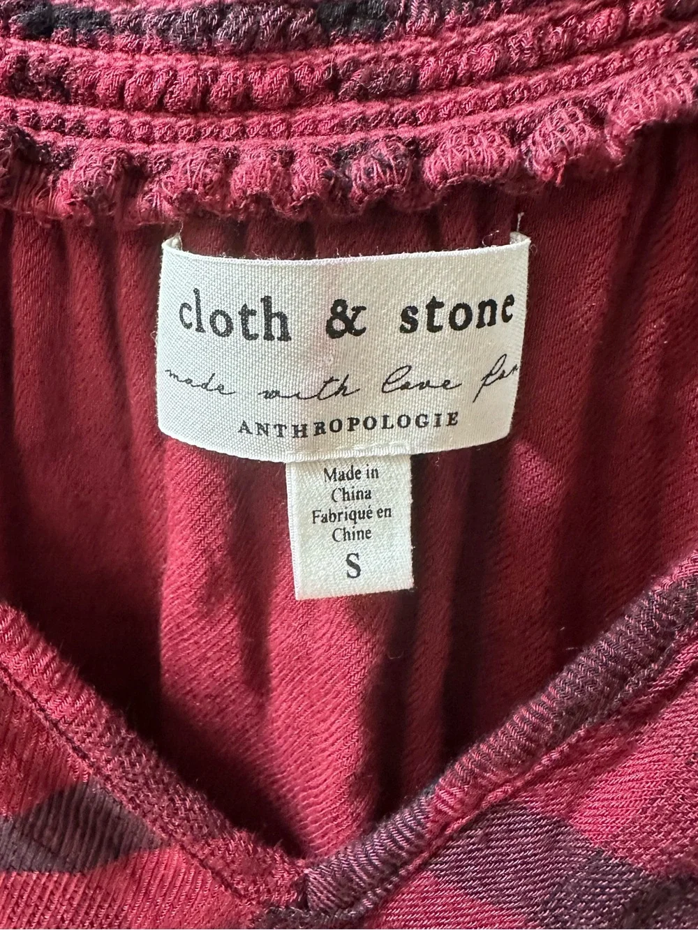 Cloth & Stone Anthropologie Relaxed Plaid Buffalo Check Blouse Size Small